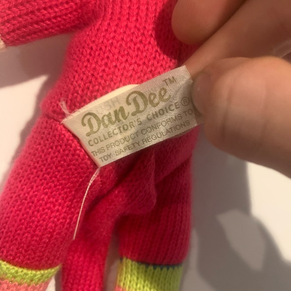 Red Sock Monkey Green Christmas Sweater Hat With Polka Dot Plush Toy By Dan Dee - Picture 5 of 5